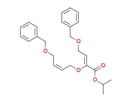 Molecular Structure of 777891-01-7 (2-Butenoic acid,
4-(phenylmethoxy)-2-[[(2Z)-4-(phenylmethoxy)-2-butenyl]oxy]-,
1-methylethyl ester, (2Z)-)