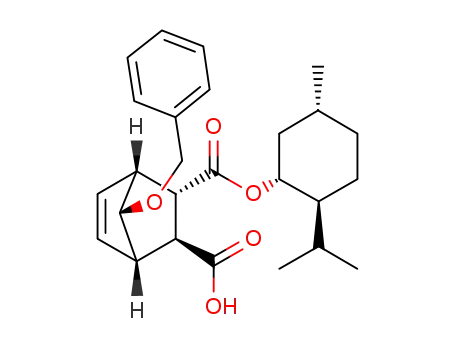 Molecular Structure of 581100-21-2 (Bicyclo[2.2.1]hept-5-ene-2,3-dicarboxylic acid, 7-(phenylmethoxy)-,
mono[(1R,2S,5R)-5-methyl-2-(1-methylethyl)cyclohexyl] ester,
(1R,2S,3S,4S,7R)-)