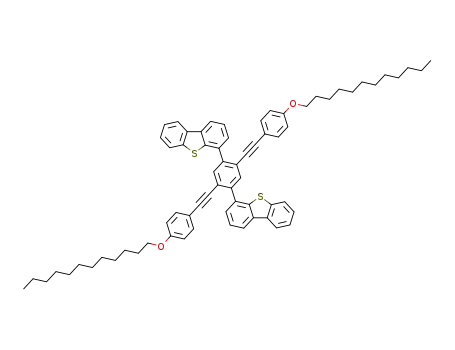 Molecular Structure of 190371-93-8 (1,4-bis(dibenzo[b,d]thiophen-4-yl)-2,5-bis([4-(dodecyloxy)phenyl]ethynyl)benzene)