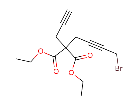 Molecular Structure of 182359-83-7 (Propanedioic acid, (4-bromo-2-butynyl)-2-propynyl-, diethyl ester)