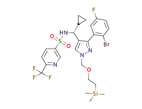 (R)-N-((3-(2-bromo-5-fluorophenyl)-1-((2-(trimethylsilyl)ethoxy)methyl)-1H-pyrazol-4-yl)(cyclopropyl)methyl)-6-(trifluoromethyl)pyridine-3-sulfonamide