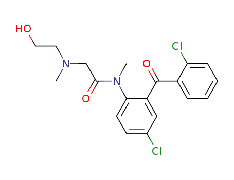 Molecular Structure of 75615-91-7 (N-[4-chloro-2-(2-chlorobenzoyl)phenyl]-2-(2-hydroxyethyl-methyl-amino) -N-methyl-acetamide)