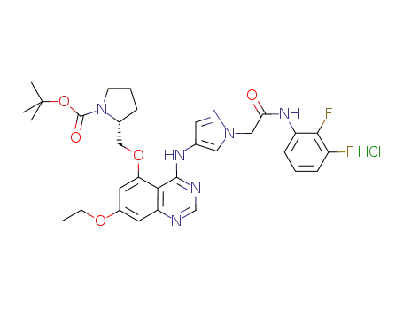 tert-butyl (2R)-2-[({4-[(1-{2-[(2,3-difluorophenyl)amino]-2-oxoethyl}-1H-pyrazol-4-yl)amino]-7-ethoxyquinazolin-5-yl}oxy)methyl]pyrrolidine-1-carboxylate hydrochloride