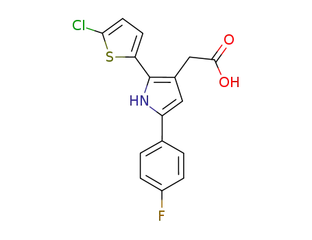 Molecular Structure of 683252-48-4 (1H-Pyrrole-3-acetic acid, 2-(5-chloro-2-thienyl)-5-(4-fluorophenyl)-)