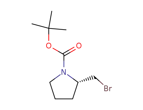 Molecular Structure of 128542-75-6 ((S)-2-BroMoMethyl-pyrrolidine-1-carboxylic acid tert-butyl ester)