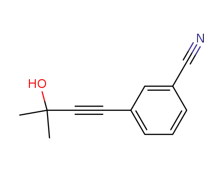 Molecular Structure of 766539-54-2 (3-(3-hydroxy-3-methylbut-1-ynyl)benzonitrile)