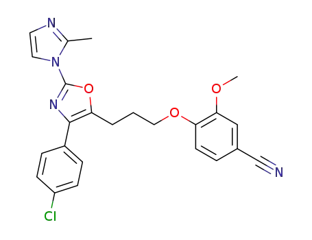 Molecular Structure of 327189-33-3 (4-(4-chlorophenyl)-5-[3-(4-cyano-2-methoxyphenoxy)propyl]-2-(2-methyl-1-imidazolyl)oxazole)