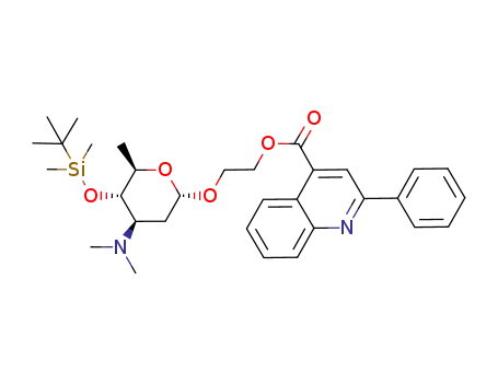 Molecular Structure of 258857-75-9 (2-Phenyl-quinoline-4-carboxylic acid 2-[(2S,4R,5S,6R)-5-(tert-butyl-dimethyl-silanyloxy)-4-dimethylamino-6-methyl-tetrahydro-pyran-2-yloxy]-ethyl ester)