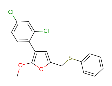Molecular Structure of 941270-41-3 (3-(2,4-DICHLORO-PHENYL)-2-METHOXY-5-PHENYLSULFANYLMETHYL-FURAN)