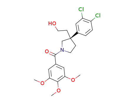 Molecular Structure of 167262-66-0 ((S)-1-(3,4,5-trimethoxybenzoyl)-3-(3,4-dichlorophenyl)-3-(2-hydroxyethyl)pyrrolidine)