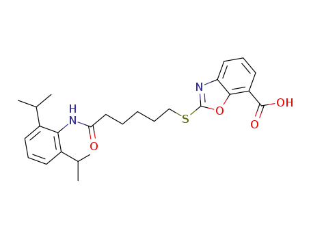 2-((6-((2,6-diisopropylphenyl)amino)-6-oxohexyl)thio)benzo[d]oxazole-7-carboxylic acid