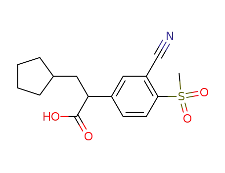 Molecular Structure of 300355-72-0 (2-(3-cyano-4-methanesulfonylphenyl)-3-cyclopentylpropionic acid)