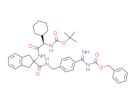 Molecular Structure of 907185-72-2 (({2-(R)-[4-(benzyloxycarbonylamino-imino-methyl)benzylcarbamoyl]-indan-2-ylcarbamoyl}-cyclohexyl-methyl)-carbamic acid tert-butyl ester)