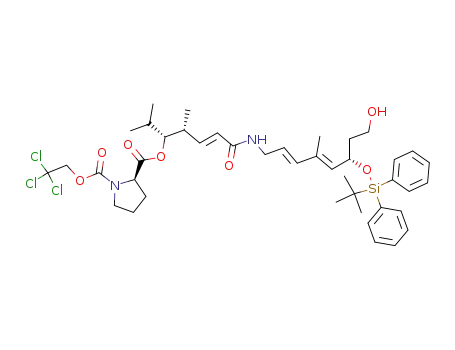 (R)-Pyrrolidine-1,2-dicarboxylic acid 2-{(E)-(1R,2R)-4-[(2E,4E)-(S)-6-(tert-butyl-diphenyl-silanyloxy)-8-hydroxy-4-methyl-octa-2,4-dienylcarbamoyl]-1-isopropyl-2-methyl-but-3-enyl} ester 1-(2,2,2-trichloro-ethyl) ester