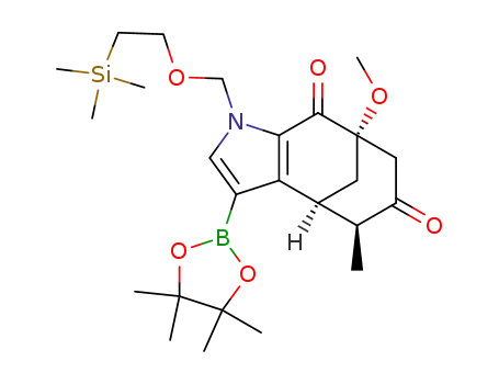 (1S,8S,11S)-8-Methoxy-11-methyl-3-(4,4,5,5-tetramethyl-[1,3,2]dioxaborolan-2-yl)-5-(2-trimethylsilanyl-ethoxymethyl)-5-aza-tricyclo[6.3.1.0<sup>2,6</sup>]dodeca-2<sup>(6)</sup>,3-diene-7,10-dione