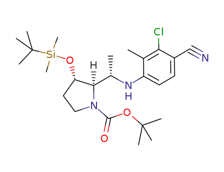 (2R,3S)-1-tert-Butyloxycarbonyl-3-(tert-Butyldimethylsilanyloxy)-2-[(1S)-1-(3-chloro-4-cyano-2-methyl-phenylamino)-ethyl]pyrrolidine