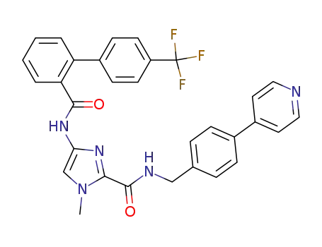Molecular Structure of 486434-82-6 (N-[4-(pyridin-4-yl)-phenylmethyl]-4-(4'-trifluoromethylbiphenyl-2-carbonylamino)-1-methyl-imidazole-2-carboxylic acid amide)