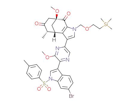 (1S,8S,11S)-3-{5-[6-Bromo-1-(toluene-4-sulfonyl)-1H-indol-3-yl]-6-methoxy-pyrazin-2-yl}-8-methoxy-11-methyl-5-(2-trimethylsilanyl-ethoxymethyl)-5-aza-tricyclo[6.3.1.0<sup>2,6</sup>]dodeca-2<sup>(6)</sup>,3-diene-7,10-dione