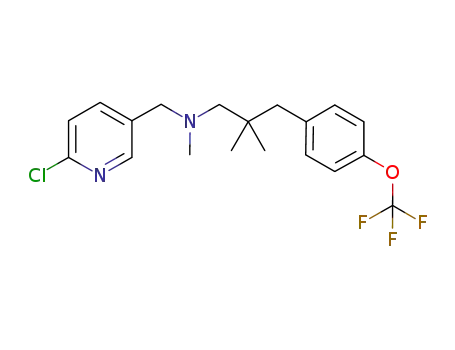 Molecular Structure of 374075-80-6 (6-chloro-N-[2,2-dimethyl-3-(4-trifluoromethoxyphenyl)propyl]-3-pyridylmethylamine)