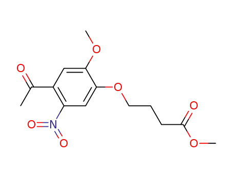 Molecular Structure of 182297-45-6 (Butanoic acid, 4-(4-acetyl-2-methoxy-5-nitrophenoxy)-, methyl ester)