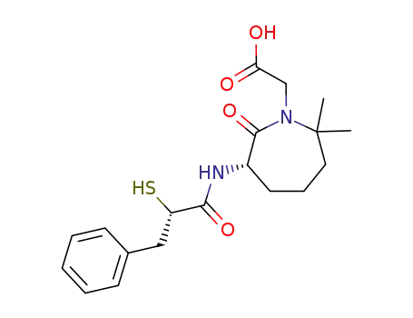 Molecular Structure of 160135-92-2 (2-[(6S)-2,2-dimethyl-7-oxo-6-[(3-phenyl-2-sulfanyl-propanoyl)amino]azepan-1-yl]acetic acid)