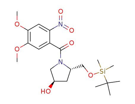 Molecular Structure of 260417-86-5 ((5S)-5-[[tert-butyl(dimethyl)silyl]oxymethyl]-1-(4,5-dimethoxy-2-nitro-benzoyl)pyrrolidin-3-ol)