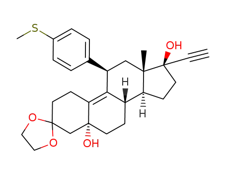 3,3-ethylenedioxy-5α,17β-dihydroxy-11β-[4-(thiomethoxy)phenyl]-19-nor-17α-pregn-9-ene-21-ethyne