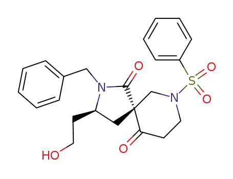2,7-Diazaspiro[4.5]decane-1,10-dione,
3-(2-hydroxyethyl)-2-(phenylmethyl)-7-(phenylsulfonyl)-, (3S,5R)-