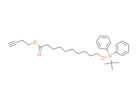 Molecular Structure of 868132-32-5 (10-(tert-butyldiphenylsilanyloxy)decanoic acid but-3-ynyl ester)