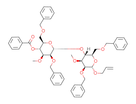 benzoic acid 6-(6-allyloxy-5-benzyloxy-2-benzyloxymethyl-4-methoxy-tetrahydro-pyran-3-yloxy)-5-benzyloxy-2-benzyloxymethyl-4-methoxy-tetrahydro-pyran-3-yl ester