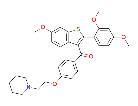 Molecular Structure of 185416-31-3 (Methanone,
[2-(2,4-dimethoxyphenyl)-6-methoxybenzo[b]thien-3-yl][4-[2-(1-piperidin
yl)ethoxy]phenyl]-)