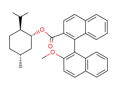 Molecular Structure of 116839-14-6 ([1,1'-Binaphthalene]-2-carboxylic acid, 2'-methoxy-,
(1R,2S,5R)-5-methyl-2-(1-methylethyl)cyclohexyl ester, (1S)-)