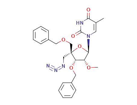 1-{5-azido-3-O-benzyl-4-C-[(benzyloxy)methyl]-5-deoxy-2-O-methyl-α-L-lyxofuranosyl}thymine