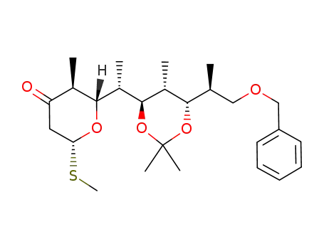 methyl (+/-)-2,4,6,8,10-pentadeoxy-4,6,8,10-tetramethyl-7,9-O-(1-methylethylidene)-11-O-(phenylmethyl)-1-thio-D-arabino-β-L-manno-undecopyranosid-3-ulose