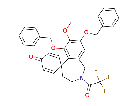 Molecular Structure of 374072-15-8 (6,8-dibenzyloxy-7-methoxy-2-trifluoroacetyl-2,3,4,5-tetrahydro-1H-[2]benzazepine-5-spiro-1'-cyclohexa-2',5'-diene-4'-one)