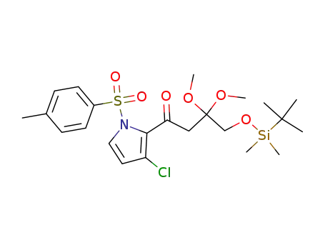 Molecular Structure of 204187-89-3 (4-(tert-Butyl-dimethyl-silanyloxy)-1-[3-chloro-1-(toluene-4-sulfonyl)-1H-pyrrol-2-yl]-3,3-dimethoxy-butan-1-one)