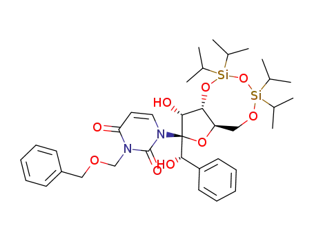 3-N-benzyloxymethyl-1-[(1S)-1-phenyl-4,6-O-(1,1,3,3-tetraisopropyldisiloxane-1,3-diyl)-β-D-ribo-2-hexulofuranosyl]uracil