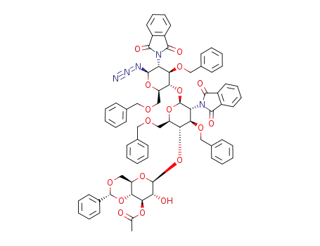 O-(3-O-acetyl-4,6-O-benzylidene-β-D-glucopyranosyl)-(1->4)-O-(3,6-di-O-benzyl-2-deoxy-2-phthalimido-β-D-glucopyranosyl)-(1->4)-3,6-di-O-benzyl-2-deoxy-2-phthalimido-β-D-glucopyranosylazide