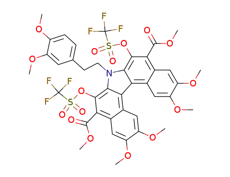 7-[2-(3,4-dimethoxy-phenyl)-ethyl]-2,3,11,12-tetramethoxy-6,8-bis-trifluoromethanesulfonyloxy-7<i>H</i>-dibenzo[<i>c</i>,<i>g</i>]carbazole-5,9-dicarboxylic acid dimethyl ester