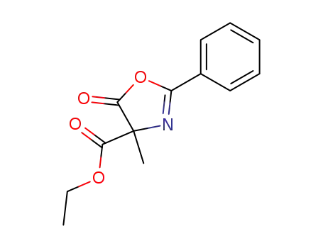 Molecular Structure of 886466-22-4 (4-Oxazolecarboxylic  acid,  4,5-dihydro-4-methyl-5-oxo-2-phenyl-,  ethyl  ester)