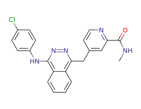 Molecular Structure of 325781-16-6 (2-Pyridinecarboxamide,
4-[[4-[(4-chlorophenyl)amino]-1-phthalazinyl]methyl]-N-methyl-)