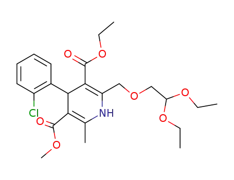 Molecular Structure of 225939-13-9 (4-(2-chlorophenyl)-2-(2,2-diethoxy-ethoxymethyl)-6-methyl-1,4-dihydro-pyridine-3,5-dicarboxylic acid 3-ethyl ester 5-methyl ester)