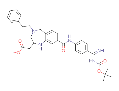 methyl (R,S)-8-[[[4-[N-(t-butoxycarbonyl)aminoiminomethyl]phenyl]amino]carbonyl]-2,3,4,5-tetrahydro-4-(2-phenylethyl)-1H-1,4-benzodiazepine-2-acetate