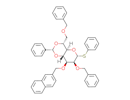 phenyl 2,7-di-O-benzyl-4,6-O-benzylidene-3-O-(2-naphthalenylmethyl)-D-glycero-1-thio-α-D-mannoheptopyranoside