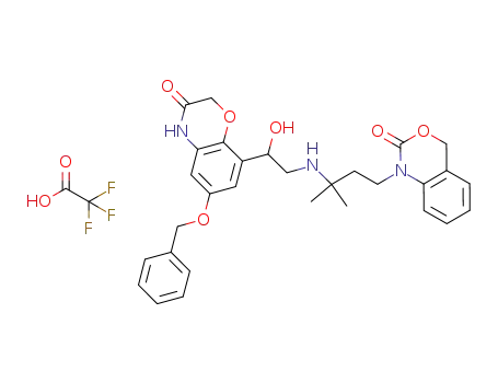 Molecular Structure of 861841-77-2 (2H-3,1-Benzoxazin-2-one,
1-[3-[[2-[3,4-dihydro-3-oxo-6-(phenylmethoxy)-2H-1,4-benzoxazin-8-yl]-
2-hydroxyethyl]amino]-3-methylbutyl]-1,4-dihydro-,
mono(trifluoroacetate) (salt))