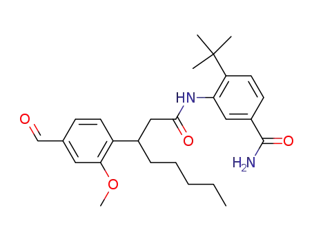 Molecular Structure of 189092-64-6 (N-(2-t-butyl-5-carbamoylphenyl)-3-(4-formyl-2-methoxyphenyl)octanamide)