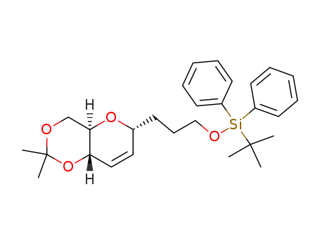 Molecular Structure of 122490-45-3 ((4aR,6R,8aS)-4,4a,6,8a-Tetrahydro-6-[3-(tert-butyldiphenylsiloxy)propyl]-2,2-dimethylpyrano[3,2-d]-m-dioxin)