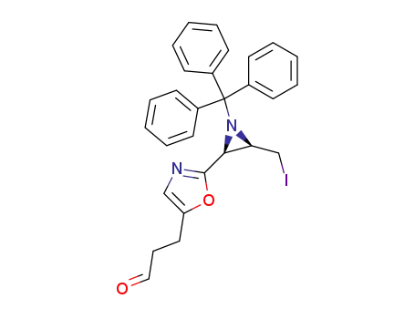 Molecular Structure of 647028-56-6 (5-Oxazolepropanal,
2-[(2S,3R)-3-(iodomethyl)-1-(triphenylmethyl)-2-aziridinyl]-)