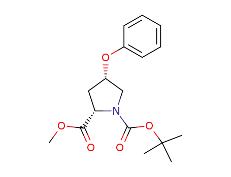 Molecular Structure of 93967-75-0 (N-BOC-METHYL(2S,4S)-4-PHENOXY-2-PYRROLIDINECARBOXYLATE)