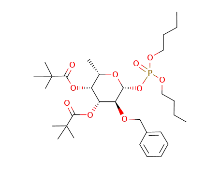 Molecular Structure of 373606-28-1 (dibutyl 2-O-benzyl-3,4-di-O-pivaloyl-β-L-fucopyranoside phosphate)